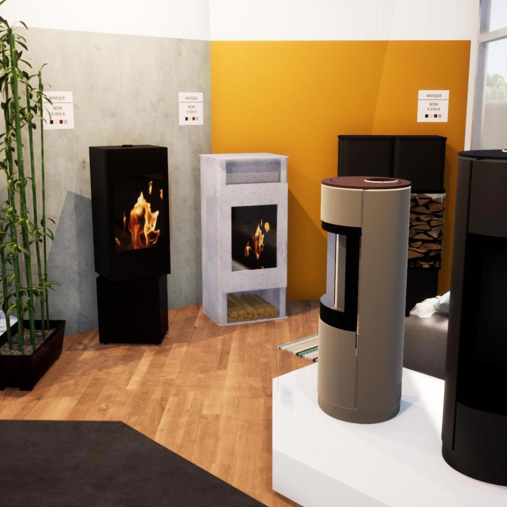 Mindae_3D_projet_agencement_poele_bois_cheminee_showroom_flamdesign_magasin_mondeville_miniature
