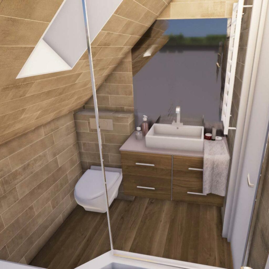 Une 3D pour cette salle de bain mansardée